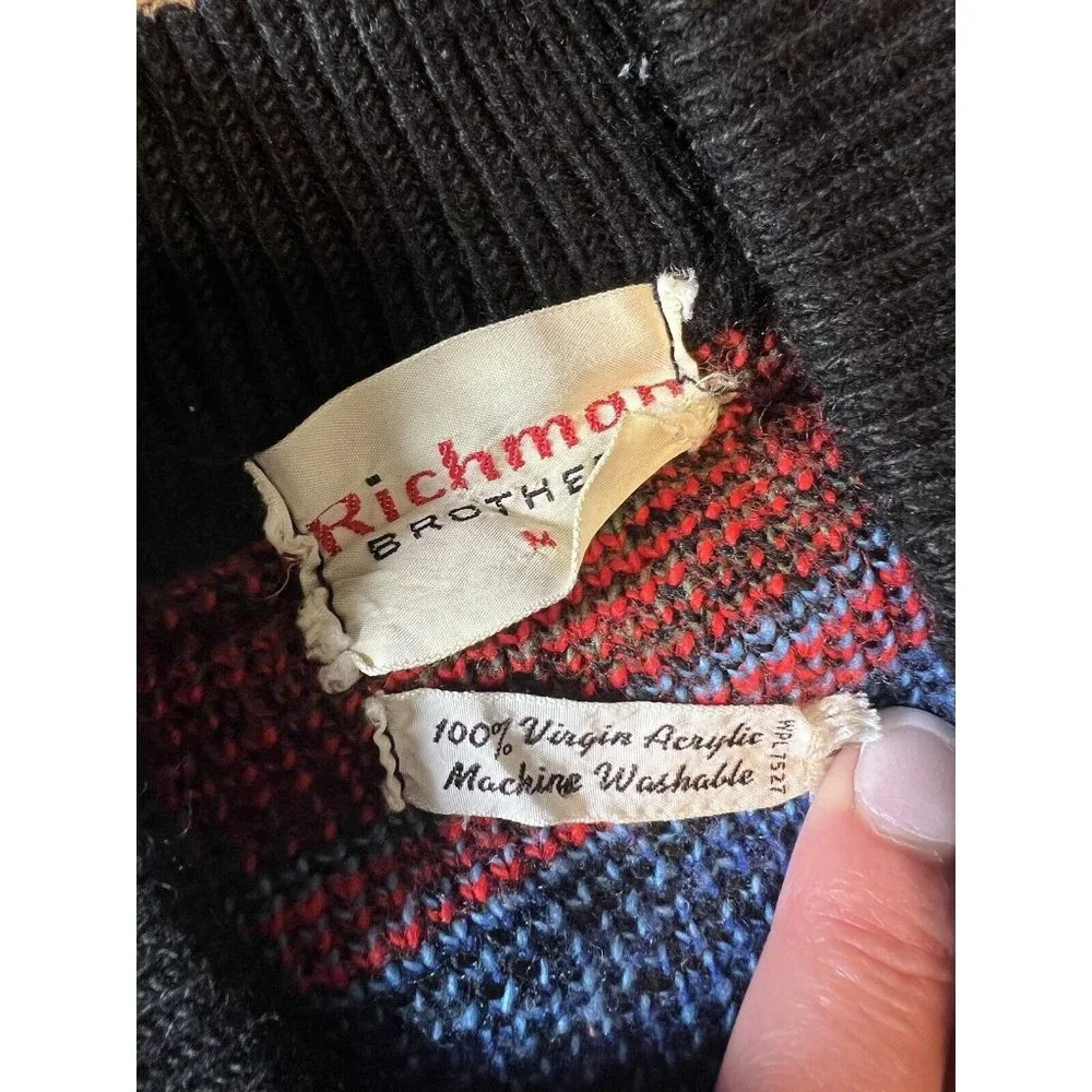 Richman Brothers Argyle Sweater size‎ Medium 100% Virgin Acrylic